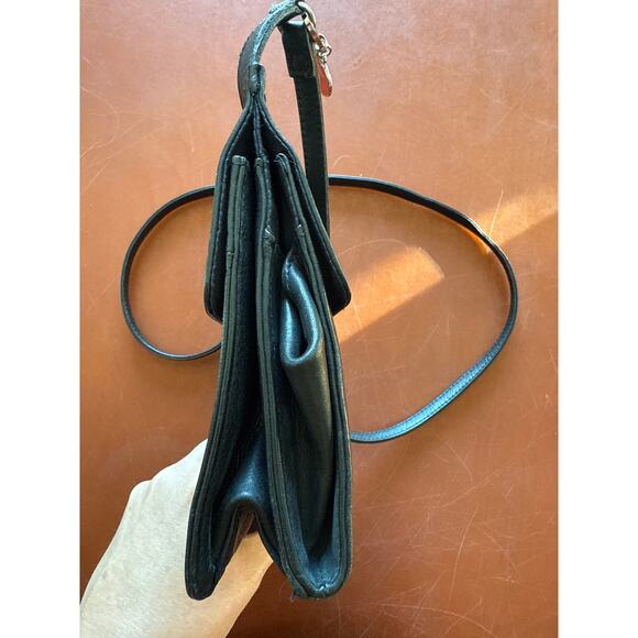 Vintage Fossil Black Pebbled Leather Organizer Crossbody Bag - Picture 7 of 8